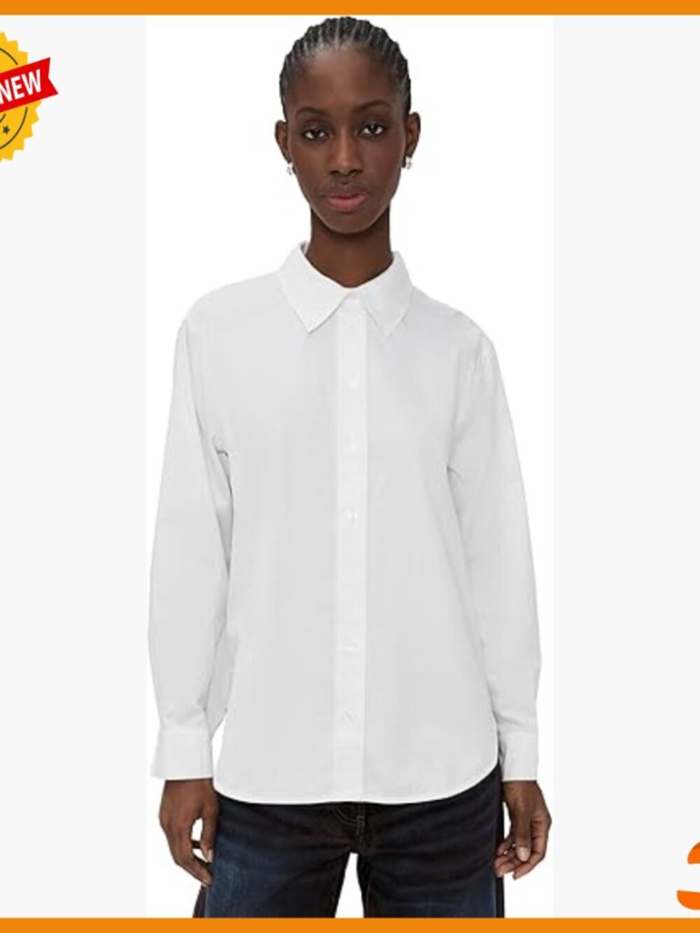 Lightweight Shirting Blouse with High-Low Hem and Collared Neck